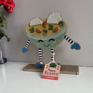 Beaded Passover beaded Decor Bowl Character Judaica Holiday Table Decoration NWT